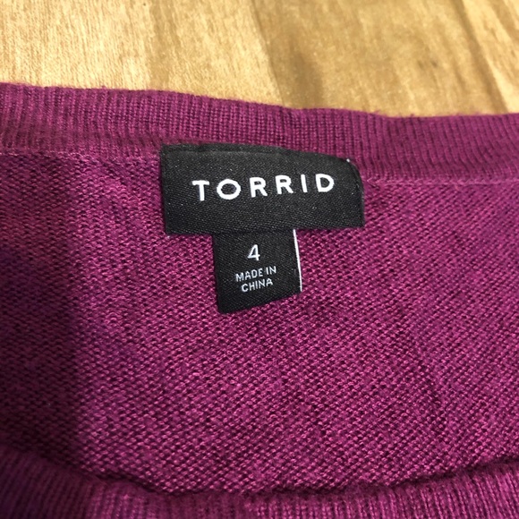 Torrid Burgundy Purple Knit Crew Neck Pullover Short Sleeve Womens Plus Size 4 - Picture 2 of 7